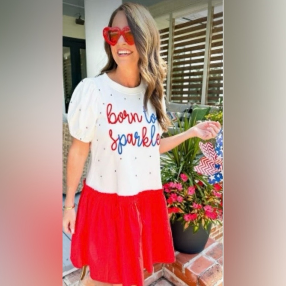 Born to Sparkle White & Red Mini Dress